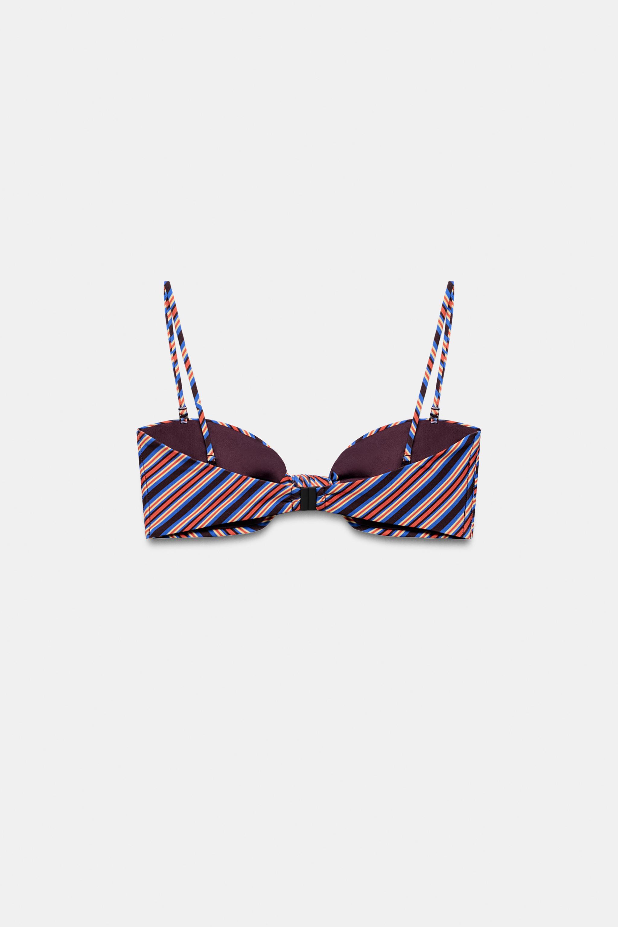 STRIPED KNOT BANDEAU BIKINI TOP
